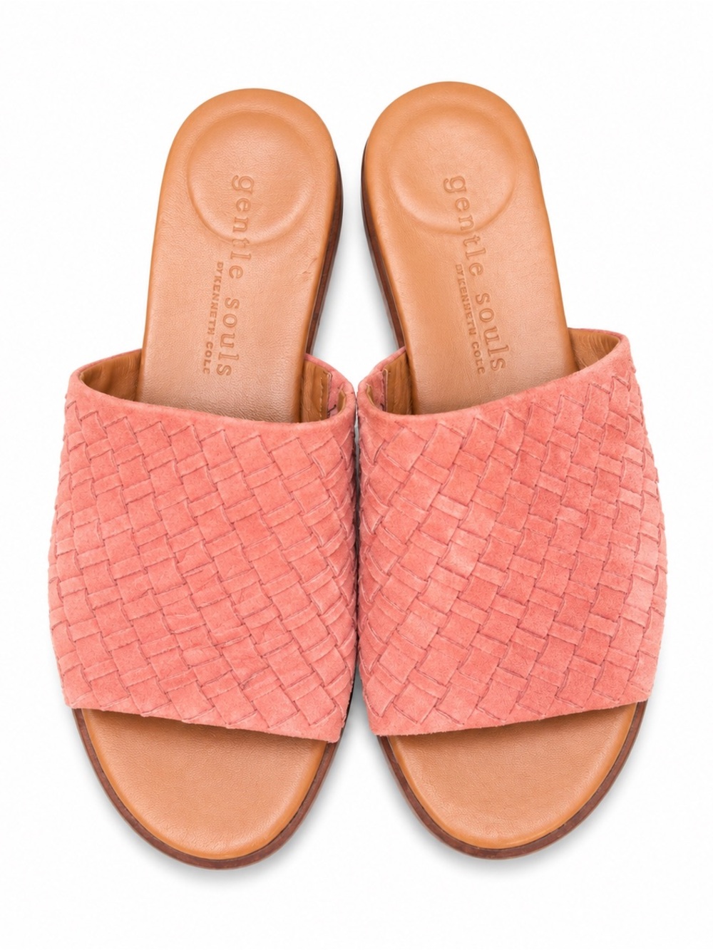 Gentle Souls Angie Suede Woven Slide Sandals Size 8 Coral Pink